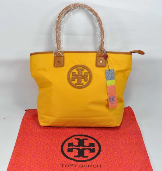 Fashion Tory Burch Yellow Stacked Logo Tote Bags